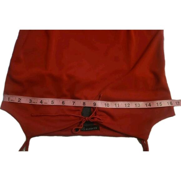 Y2K Red Kenneth Cole Midi Slip Dress Small Timeless Demure Side Slit - Picture 5 of 6